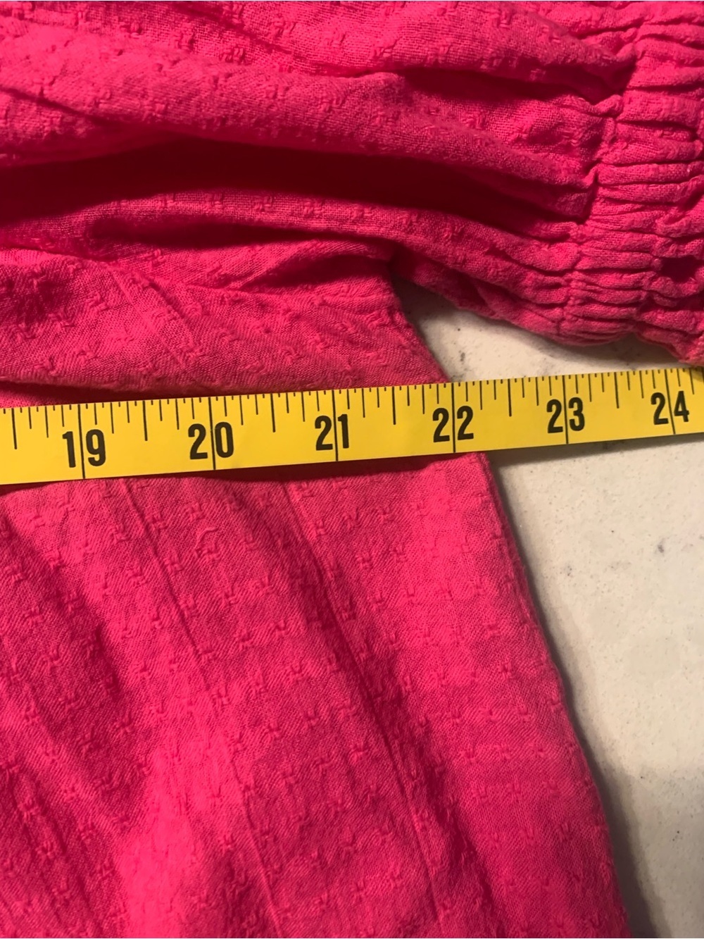 Sundance Bright Pink Smocked Button-Front Puff Sleeve Peasant Top - S - Picture 6 of 7
